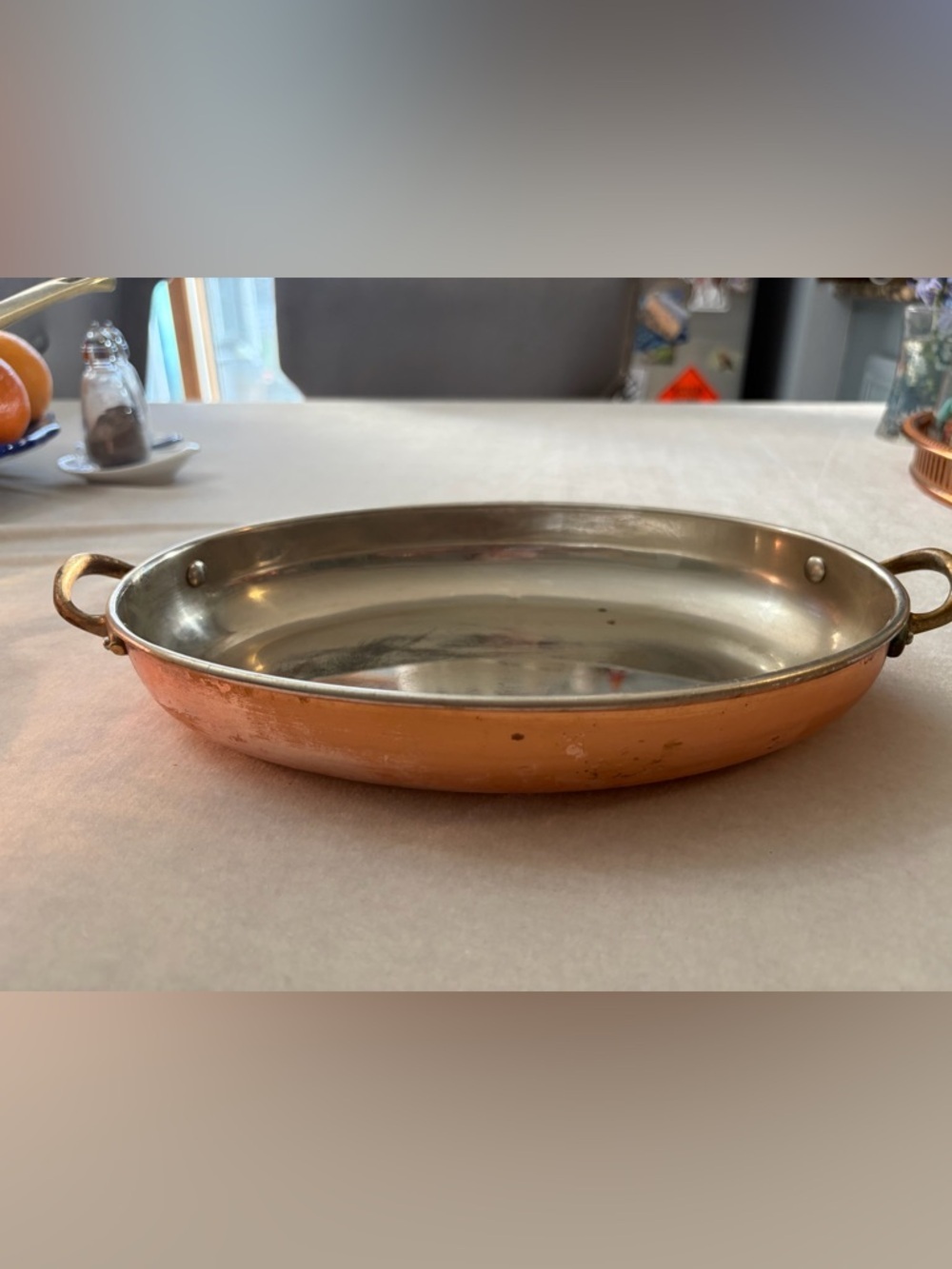 Copper Stainless Serving Dish - Copper and Silver Finish